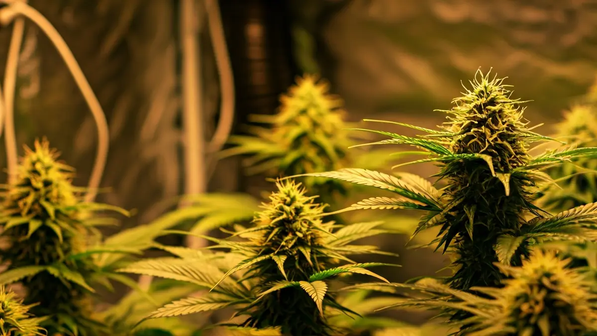 Imagen genérica de plantas de marihuana en un cultivo interior ilegal.