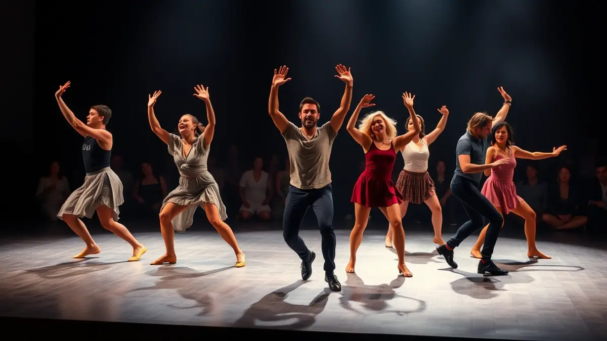 Image of a group of dancers on a stage during a performance.