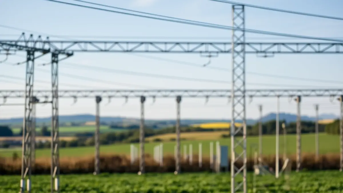 Imatge genèrica d'una subestació elèctrica en un entorn rural, amb equipament d'alta tensió i camps verds.