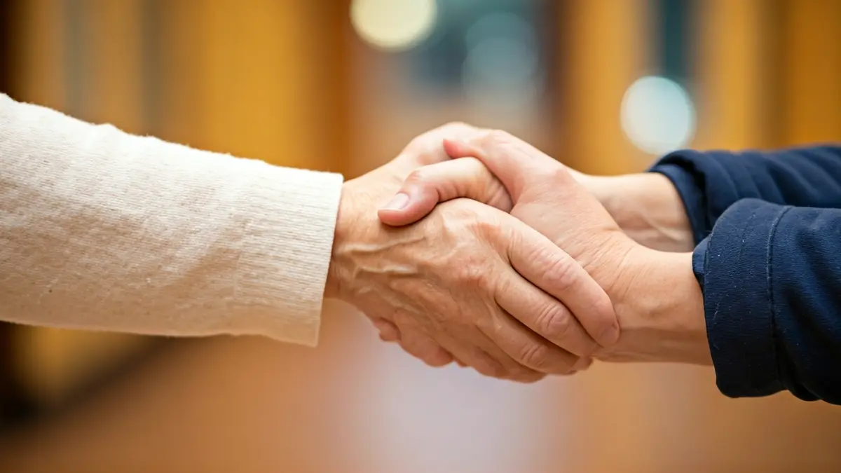 Imatge genèrica de dues mans, una d'una persona major i una de jove, agafades, simbolitzant el suport intergeneracional.