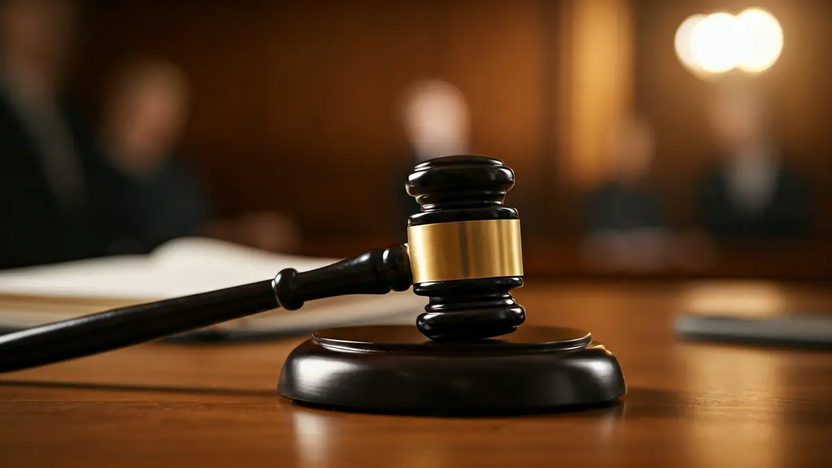 Generic image of a judge's gavel on a wooden desk in a courtroom.
