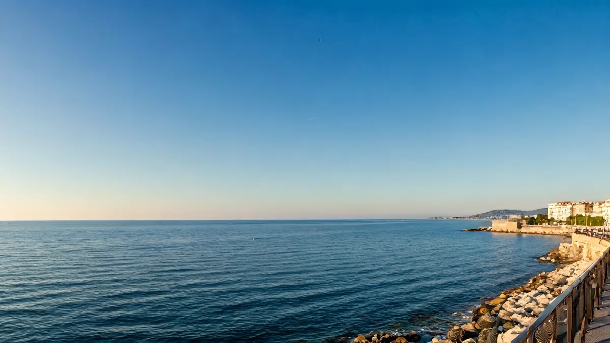 Generic image of a clear sky over the Mediterranean coast with morning mist.