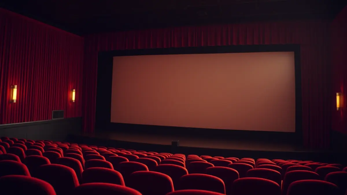 Generic image of an empty cinema hall with red velvet seats.