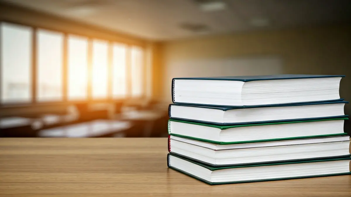 Generic image of books and school supplies on a desk, symbolizing vocational training.