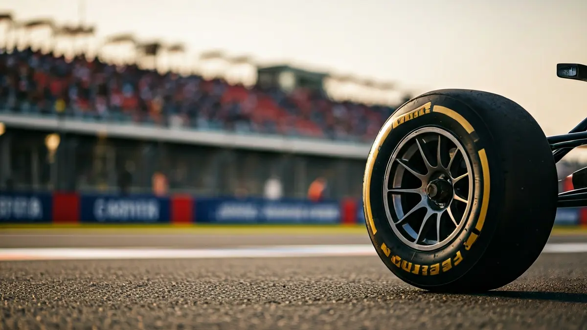 Imatge d'un pneumàtic de cotxe de carreres en el Circuit Ricardo Tormo.