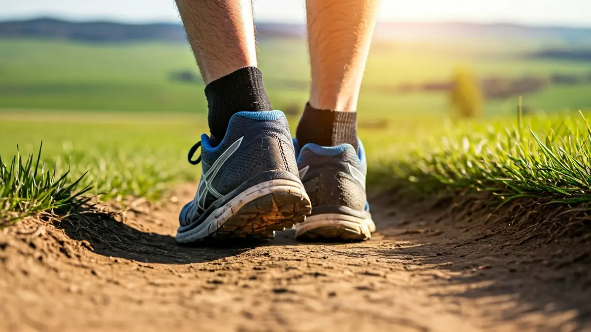 Imatge genèrica de sabatilles de córrer en un camí de terra amb desnivell, simbolitzant una cursa exigent.