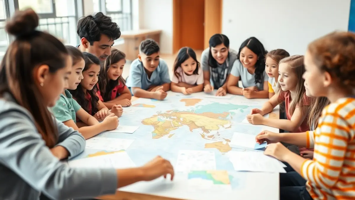 Imatge genèrica d'un grup de xiquets i adults interactuant en una sessió de treball, simbolitzant un intercanvi educatiu.