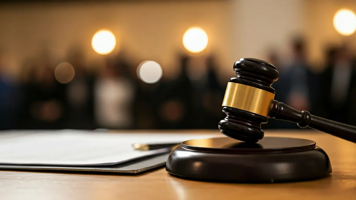 Imagen genérica de un mazo de juez sobre una mesa con documentos legales.