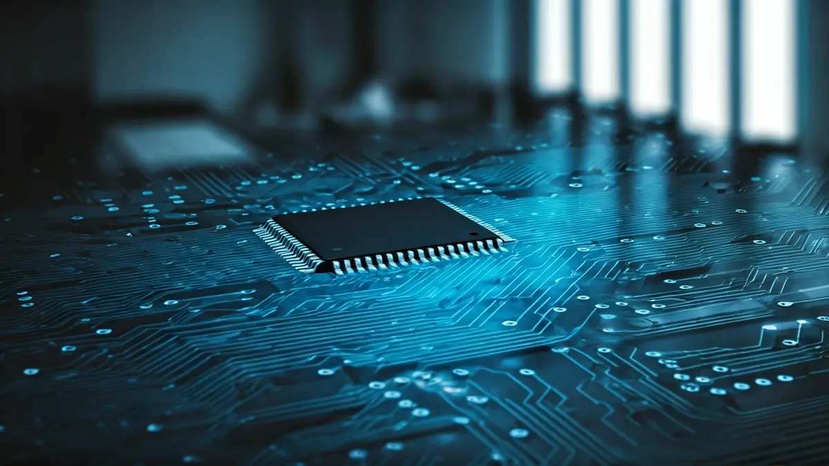 Generic image of a circuit board with glowing blue lines, symbolizing cybersecurity and innovation.