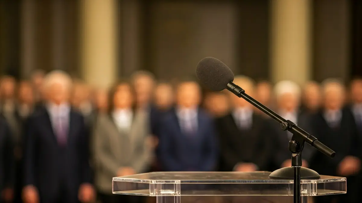 Imatge genèrica d'un micròfon en un faristol, simbolitzant un acte institucional.