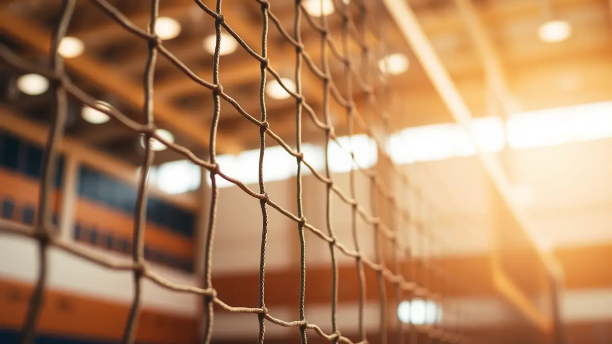 Imagen genérica de una red de voleibol en una cancha interior.