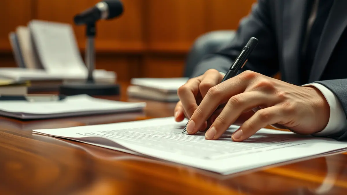 Imatge genèrica de mans signant un document oficial.