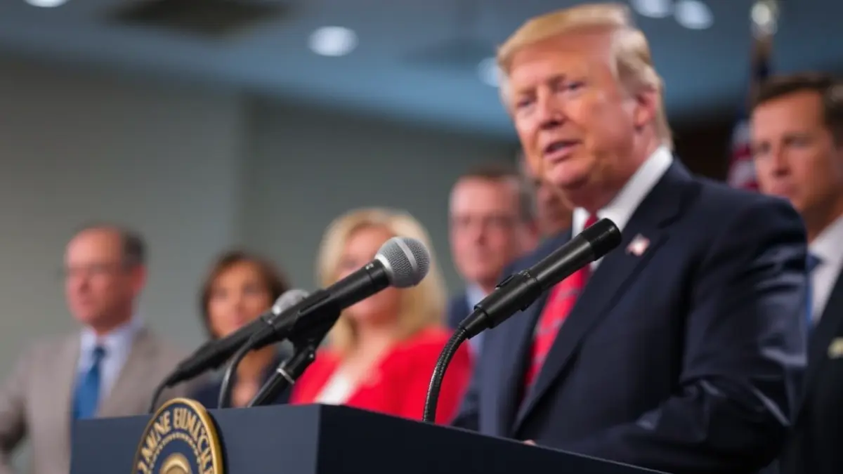 Imatge genèrica d'un micròfon en un faristol durant una roda de premsa política.