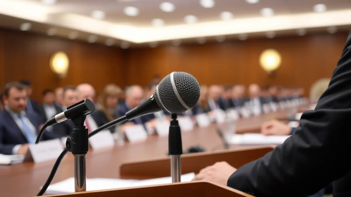 Imatge genèrica d'un micròfon en un faristol, representant una reunió governamental o conferència de premsa.