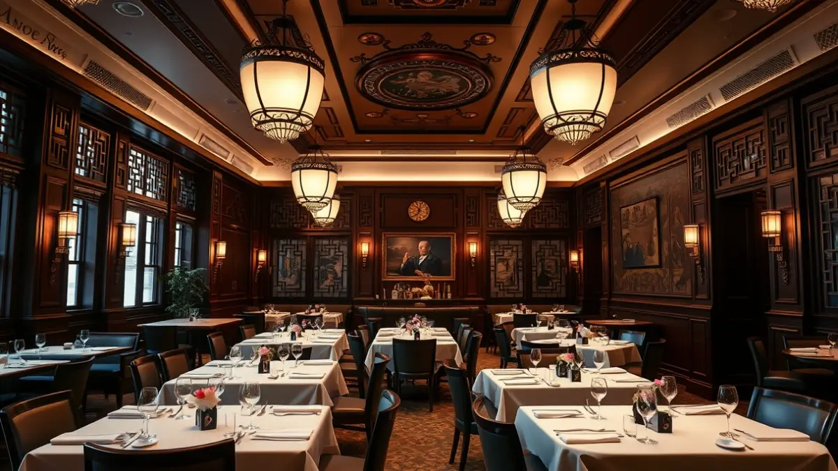 Image of the elegant interior of the Maison Li restaurant in Alicante, with colonial-era decor.