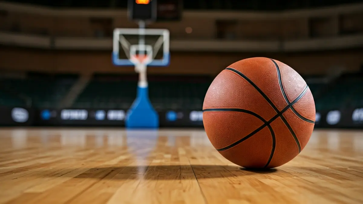 Imagen genérica de un balón de baloncesto en una cancha de madera.