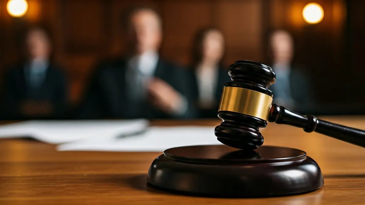 Imatge genèrica d'un martell de jutge sobre una taula amb documents legals.