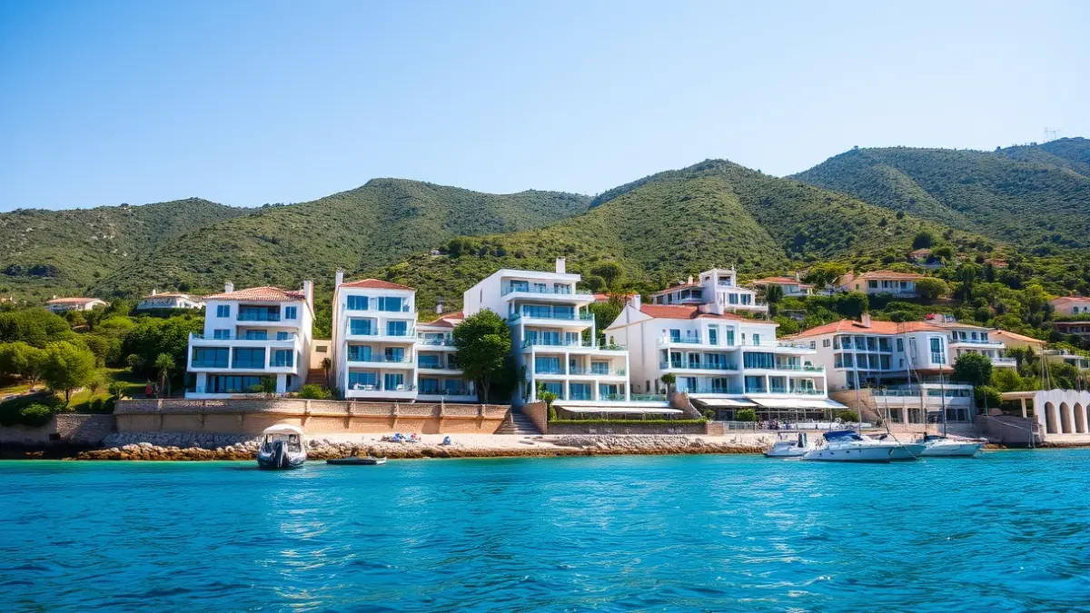 Imatge de vivendes de luxe en la costa de Castelló, amb el mar Mediterrani de fons.
