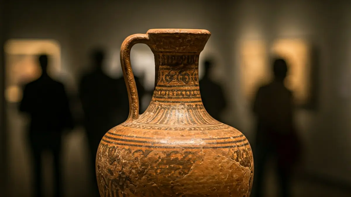 Imatge d'una peça arqueològica relacionada amb Dionís en una exposició.