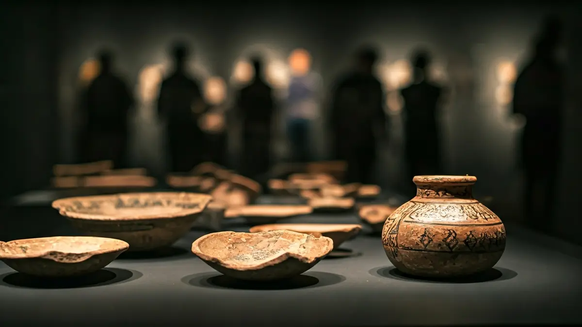Imatge genèrica de fragments de ceràmica antiga en un museu.