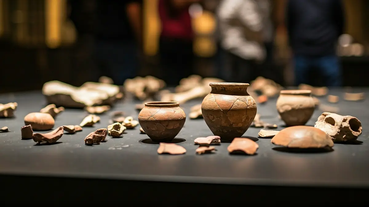 Restes arqueològiques d'ossos i ceràmica ibèrica antiga.