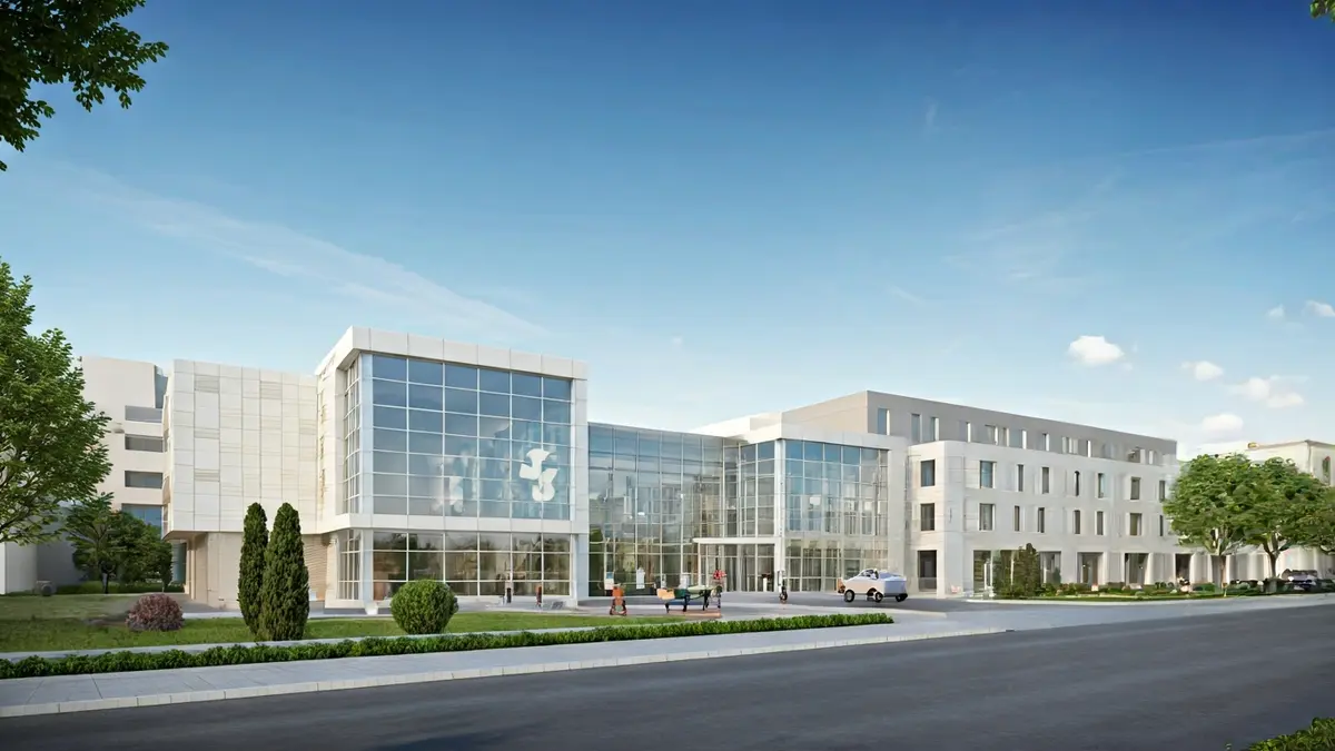 Imagen genérica de un centro de salud moderno con grandes ventanales.