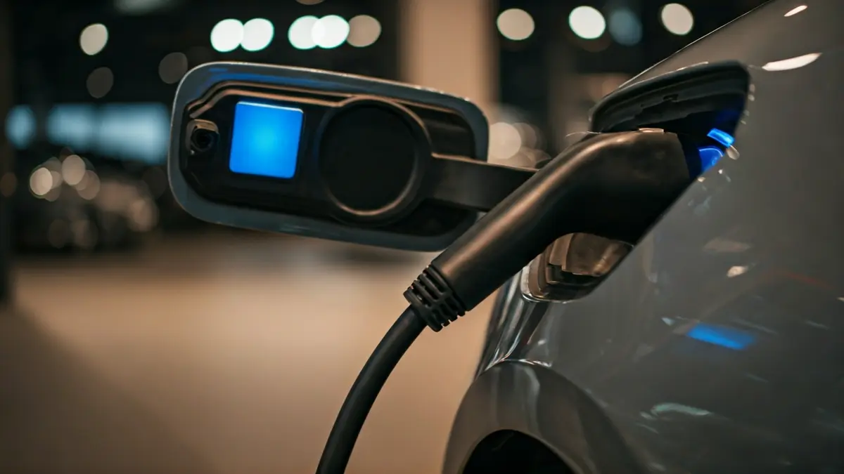 Imagen genérica de un coche eléctrico cargando en un punto de recarga.