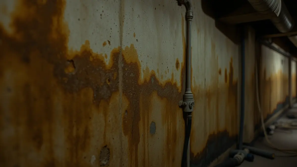 Imatge genèrica d'una paret amb humitats en un soterrani, simbolitzant el problema del consultori del Raval en Sagunt.