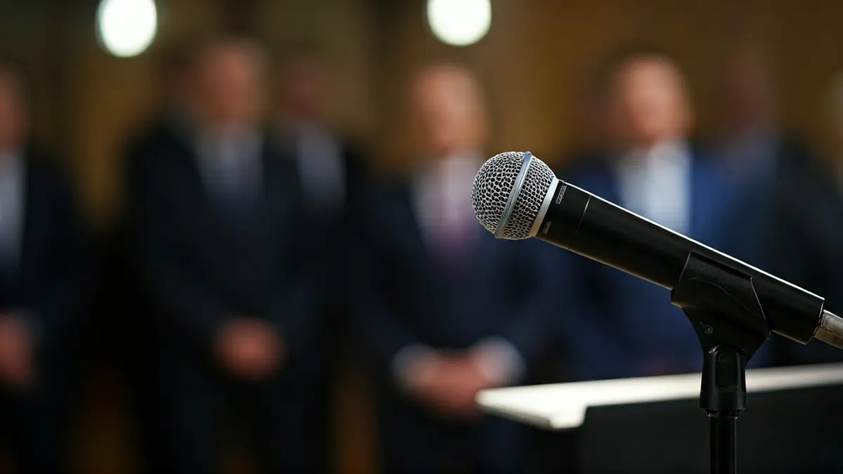 Imatge genèrica d'un micròfon en un faristol, simbolitzant una declaració política o roda de premsa.