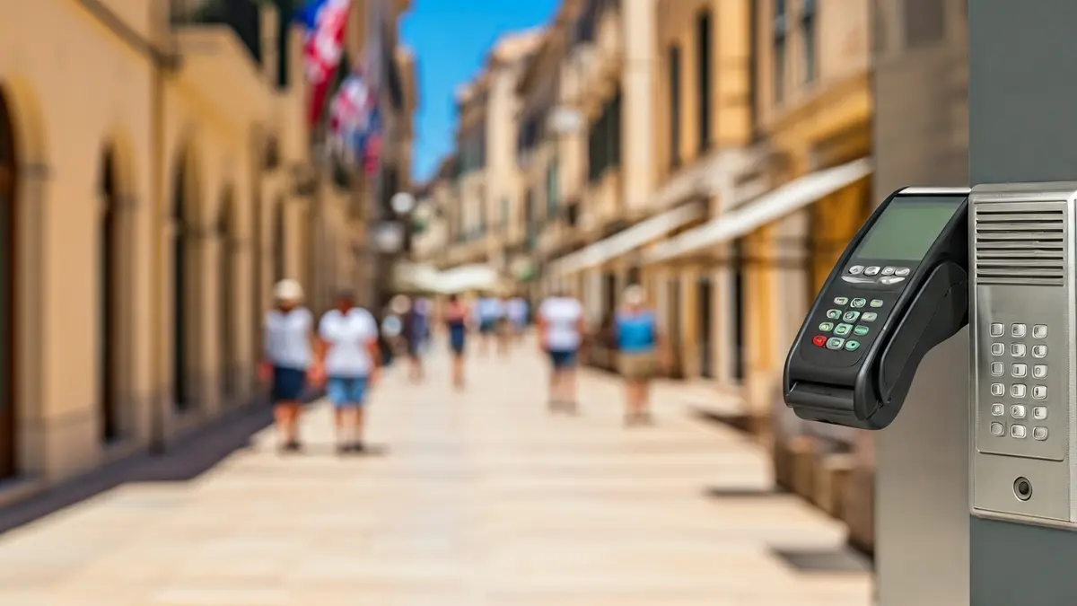 Imatge genèrica d'un sistema de control d'accés intel·ligent en una zona de vianants.