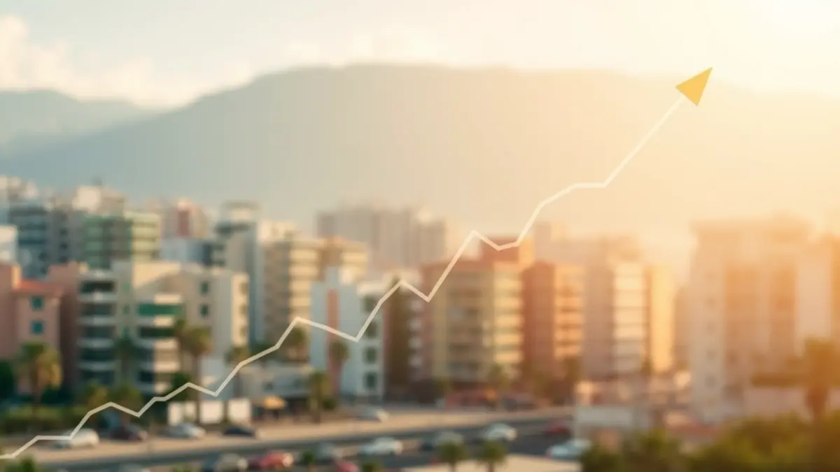 Imatge genèrica de gràfics financers que representen l'augment dels preus de la vivenda a una ciutat mediterrània.