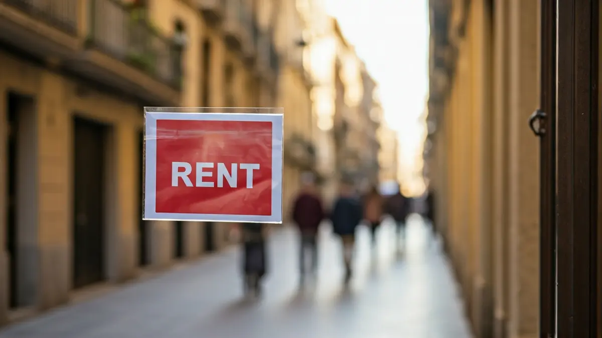 Generic image of a 'For Rent' sign in an apartment building window in València.