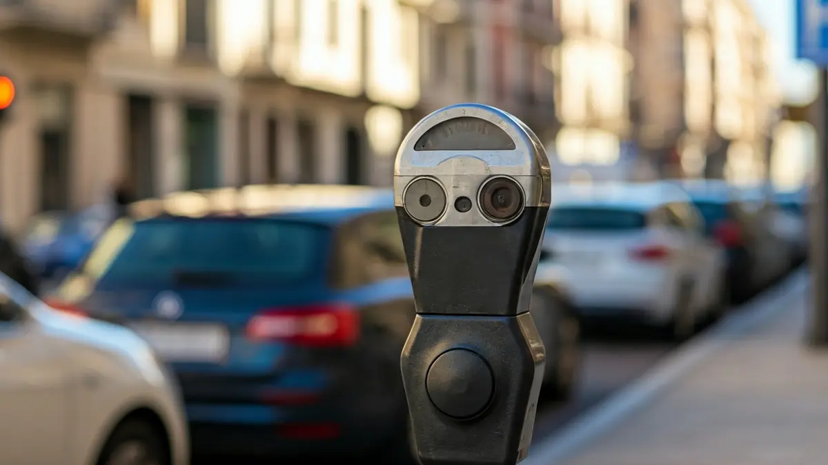 Imagen genérica de un parquímetro en una calle de una ciudad mediterránea.