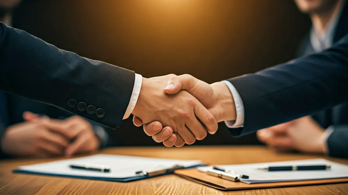 Imagen genérica de manos estrechándose sobre un escrito, simbolizando negociación política.