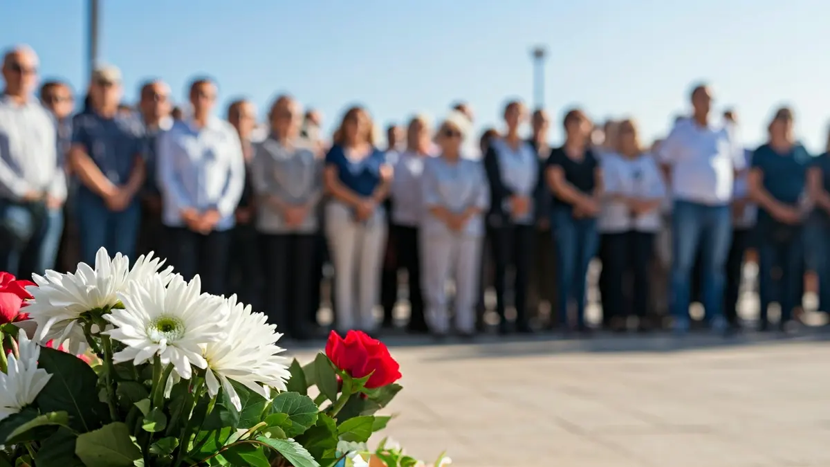 Imatge d'una ofrena floral en un acte de memòria democràtica.