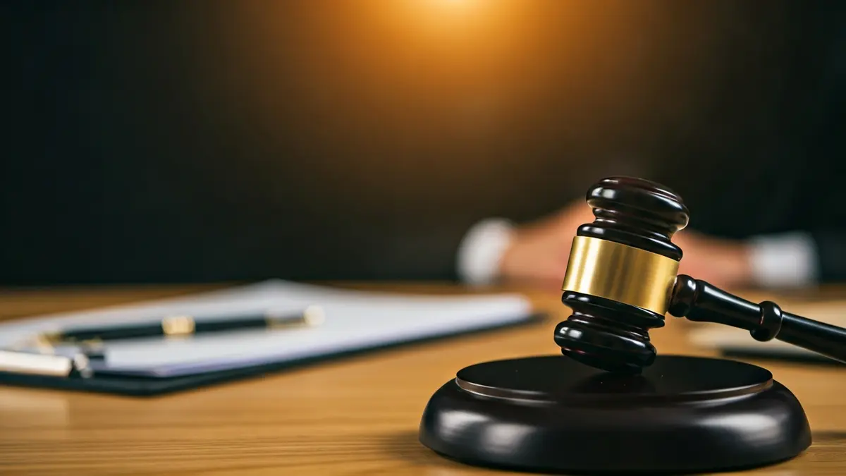 Imatge genèrica d'un mall de jutge sobre una taula amb documents legals.