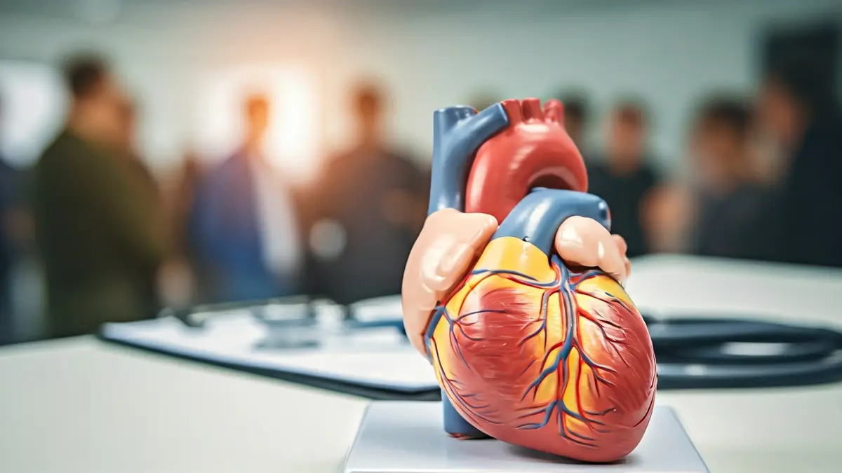 Generic image of a human heart model on a medical table.