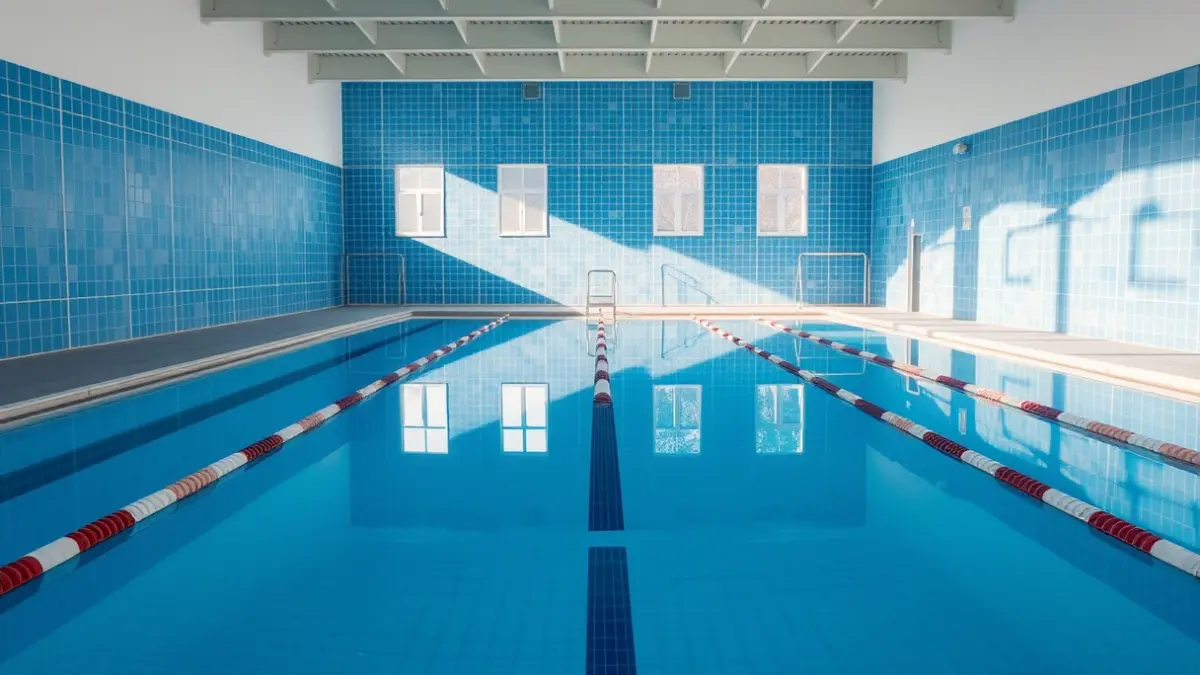 Imatge genèrica d'una piscina coberta buida en un poliesportiu.