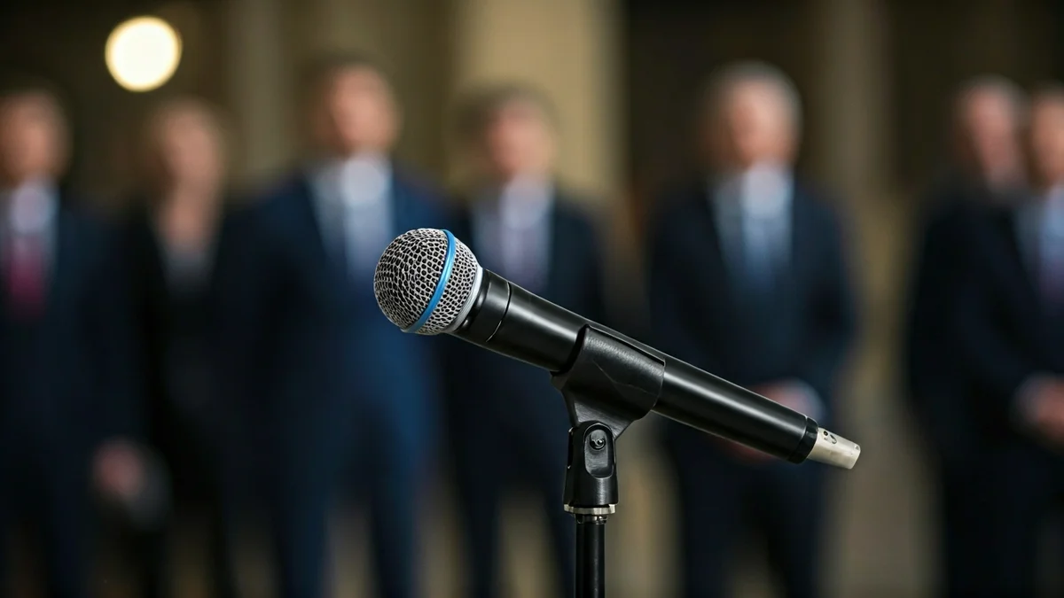 Imatge genèrica d'un micròfon en un faristol, simbolitzant un debat polític o una roda de premsa.