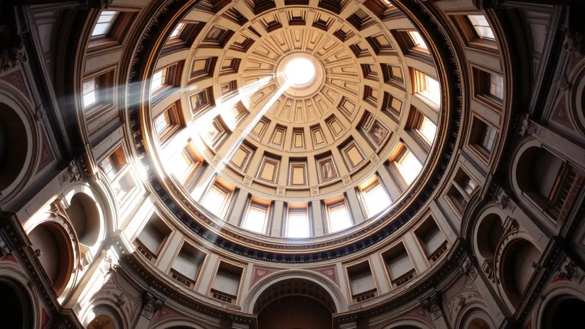 Imatge de l'interior de la cúpula monumental del Real Col·legi de les Escoles Pies de València.