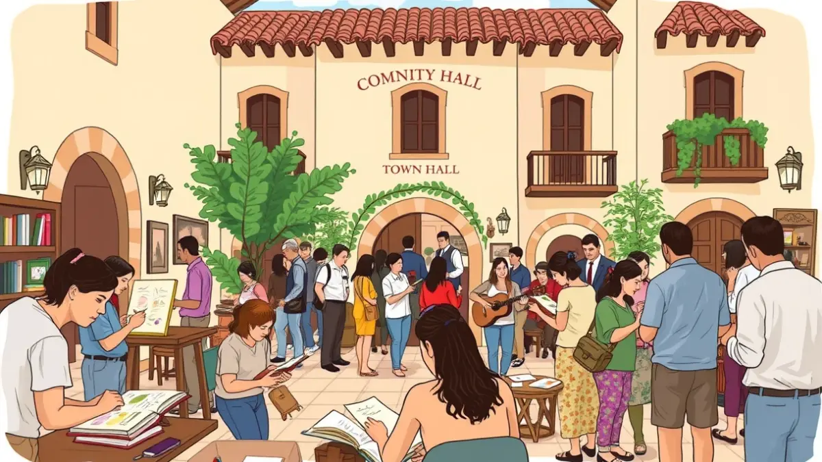 Image of a cultural center with various activities for all audiences.