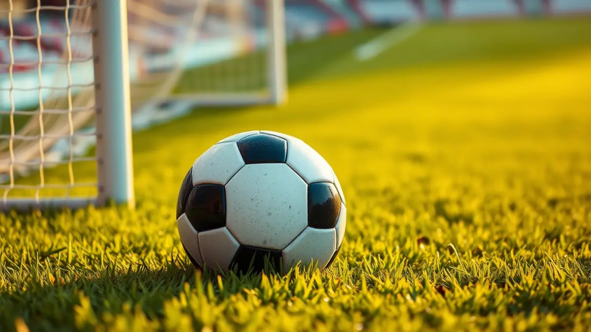Generic image of a soccer ball on a stadium pitch.