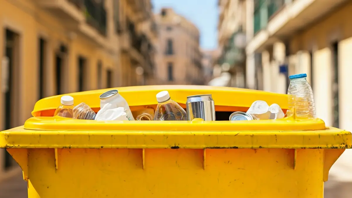 Imatge genèrica d'un contenidor groc de reciclatge amb envasos.