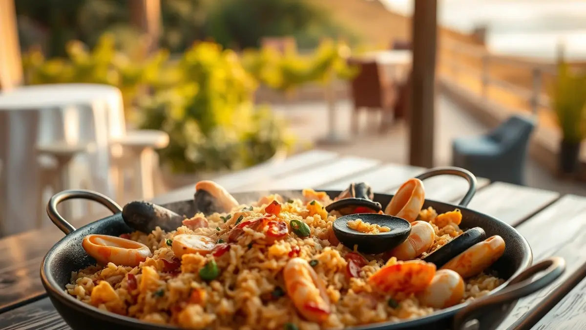 Image of a seafood rice dish, an emblematic plate from Estanyó restaurant in Dénia.
