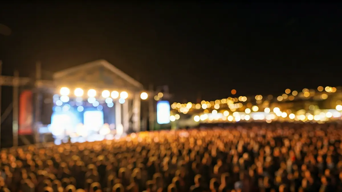 Imatge genèrica d'un festival de música a la nit amb gent gaudint de l'ambient festiu.