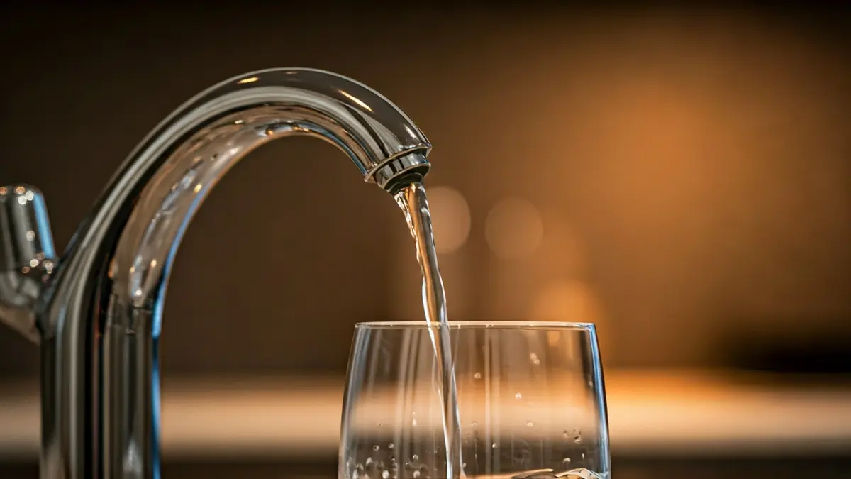 Imatge genèrica d'un raig d'aigua clara omplint un got des d'una aixeta moderna.