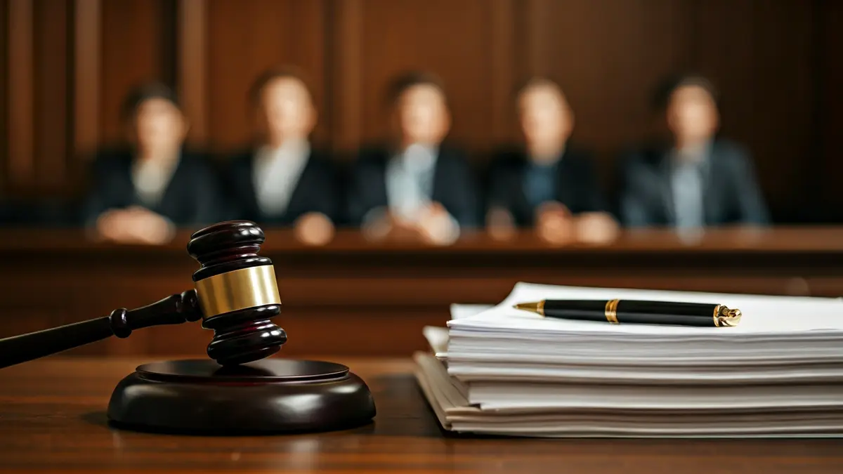 Imatge genèrica d'un martell de jutge sobre documents legals en un tribunal.
