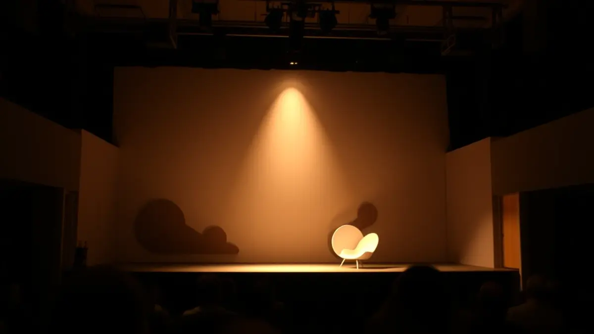 Imagen genérica de un escenario teatral con un foco de luz y una escenografía minimalista.