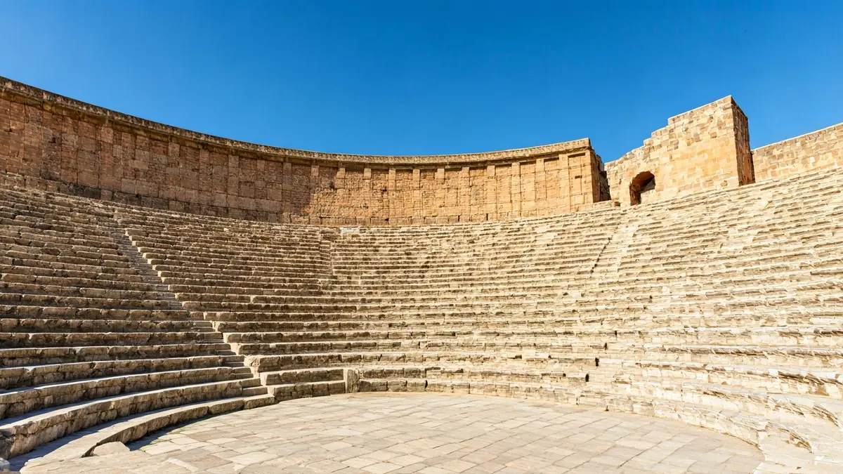 Teatre Romà de Sagunt amb seccions buides durant un festival, destacant l'arquitectura antiga.