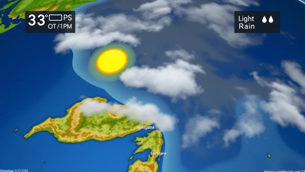 Imatge genèrica d'un mapa meteorològic amb sol i algunes nuvolades.